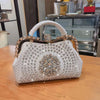 New Luxury Fashion Diamonds Women's Handbags Leather Design Clip Rhinestone Tote Bag
