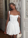 Sexy A Line White Dress Mini Lace up Holiday Party Dress