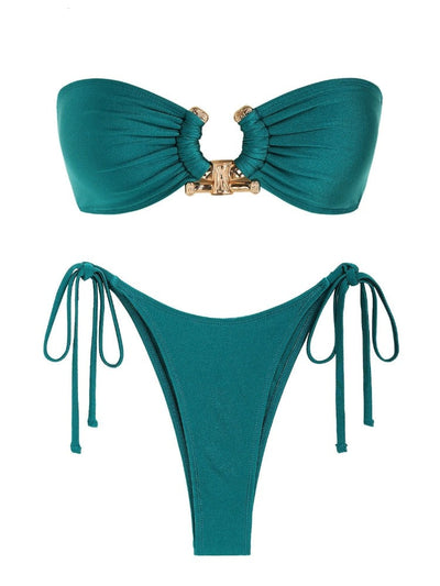 Solid O Ring Tie Side Swimsuit