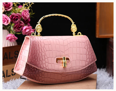 Luxury Fashion Genuine Leather Women's Handbags Crocodile Pattern Shoulder Messenger Bag