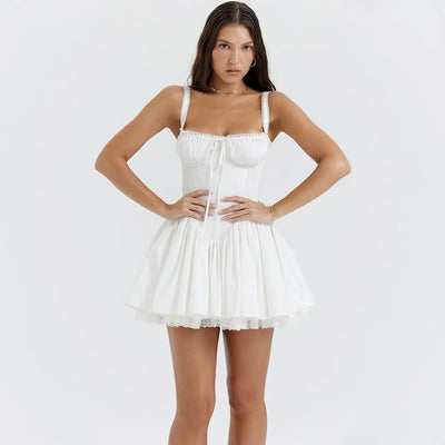 Sexy A Line White Dress Mini Lace up Holiday Party Dress
