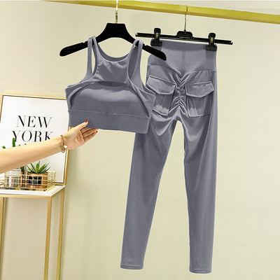 Women's Tracksuit Leggings Yoga Set With Pocket High Waist  Gym Outfit