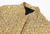 Women Fashion Shiny Sequin Jacket Y2k Gold Color Stand Collar