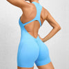 Hollow Backless Scrunch Butt Sport Jumpsuit Short Woman One Piece Gym Outfit