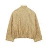 Women Fashion Shiny Sequin Jacket Y2k Gold Color Stand Collar