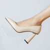 Women Gneuine Leather Pumps Fashion Splike High Heels Pointed Toe shoes