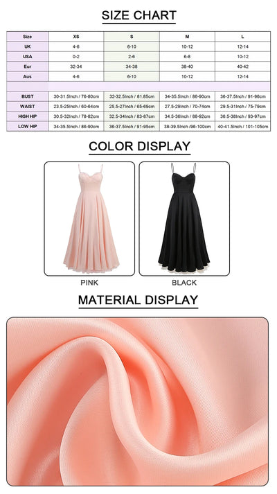 Women Elegant Long Spaghetti Strap Sleeveless Double Layer A-Line Dress