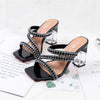 Fashion rhinestone sandals crystal heel straight