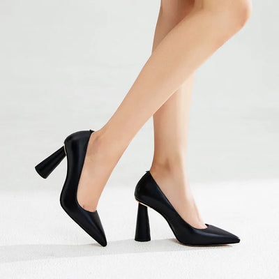 Women Gneuine Leather Pumps Fashion Splike High Heels Pointed Toe shoes