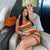 Knitted Rainbow Patchwork Mini Dress Women Casual Sleeveless Vestido