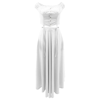 Elegant Casual Dress Set, One Shoulder Short Top