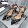 Women's Shoes Fashion Butterfly-Knot Cross-Tied Crystal Pointed Toe Pumps