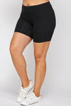 Solid Biker High-waisted Shorts With Elastic Waist - ShapeBstar