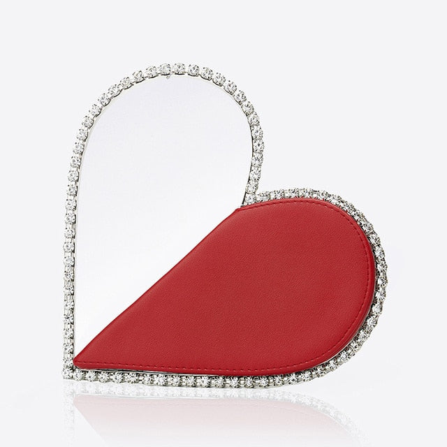 Diamond Red Heart Evening Clutch Bags - ShapeBstar
