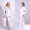 Vintage Crystal Women Suits Luxury Beading Notched Lapel Jacket 2 Pieces One Button Blazer