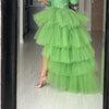 Ruffles Tiered High Low Tulle Skirts Women Elastic Custom Made Long Puffy Tulle Skirt - ShapeBstar